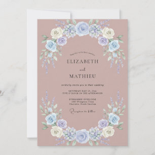 Mauve Periwinkle Wisteria Wedding Invitation