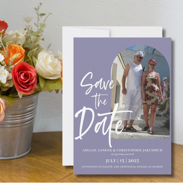 Mauve Photo Enregistrer la date Invitation (Créateur téléchargé)