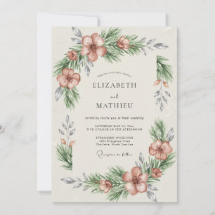 Mauve Pine Foliage Eucalyptus Wedding Invitation