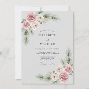 Mauve Piney Winter Wedding Invitation