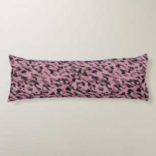 Mauve pink and Charcoal Camo abstract Body Pillow
