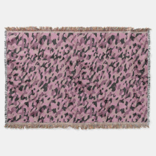 Mauve pink and Charcoal Camo abstract Throw Blanket