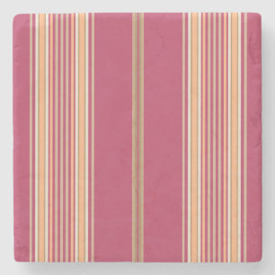 Mauve Pink and Ecru, Stripes Square Coaster