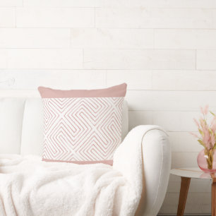 Mauve Pink and White Africa Maze Mud Cloth pattern Throw Pillow