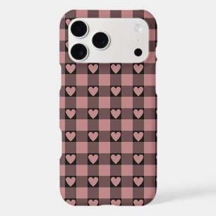 Mauve Pink Black Buffalo Heart Plaid Phone Case