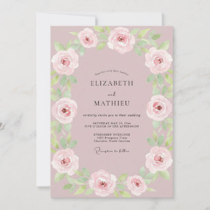 Mauve Pink Bloom Wedding Invitation