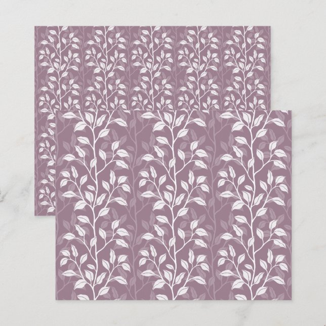 Mauve Pink Botanical Leaf Pattern Scrapbook Paper (Front/Back)