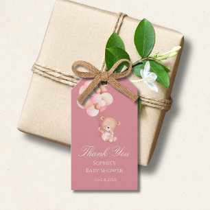 Mauve Pink, Cute Teddy Bear Balloons Gift Tags
