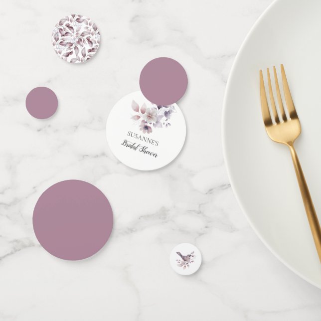 Mauve Pink Floral Botanical Bridal Shower Confetti (Group)