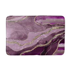 Mauve Pink Marble Agate Gold Glitter Glam #1 Bath Mat