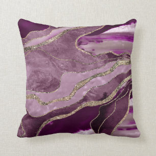 Mauve Pink Marble Agate Gold Glitter Glam #1  Throw Pillow