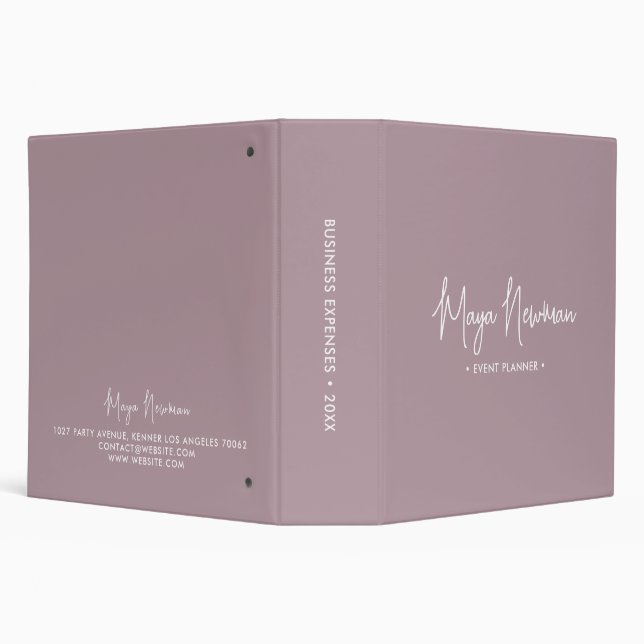 MAUVE PINK Modern Minimalist Feminine Monogram  Binder (Background)