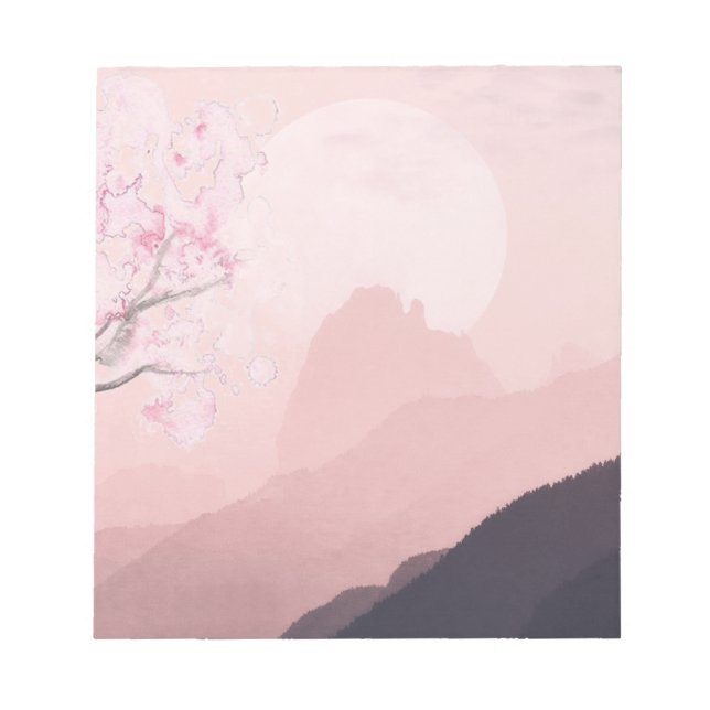 Mauve Pink Mountains and Sun Horizon  Notepad (Front)