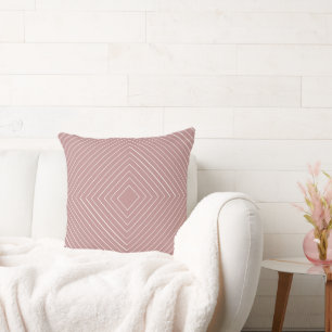 Mauve Pink Nested Thin White Squares Tribal Throw Pillow