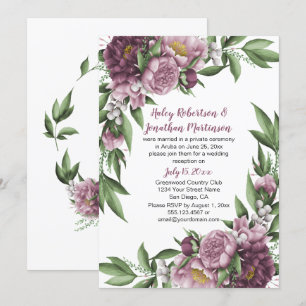 Mauve Pink Peonies Greenery Reception Only Invitation