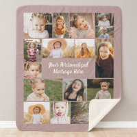 Mauve Pink Personalized 16 Photo Collage Custom 