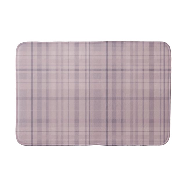 Mauve Pink & Purple Lilac Plaid Bath Mat (Front)