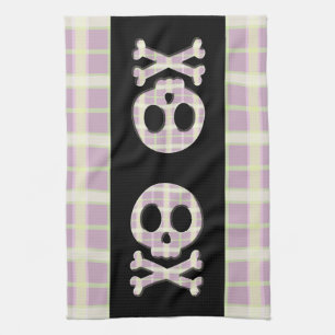 Mauve Plaid Skull Kitchen Towel