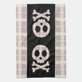 Mauve Plaid Skull Kitchen Towel