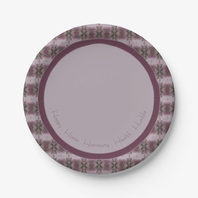 Mauve Plum and Green Paper Plate (Front)