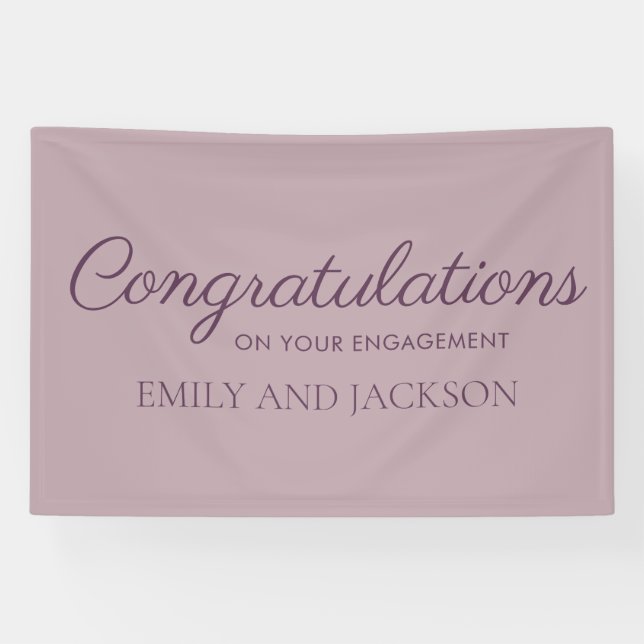 Mauve Plum Purple Elegant Script Engagement Banner (Horizontal)