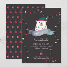 Mauve Polar Bear Christmas Invitation ANY EVENT
