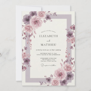 Mauve Polished Romantic Wedding Invitation