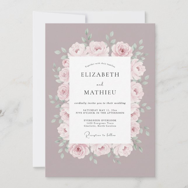Mauve Polished Spring Wedding Invitation (Front)
