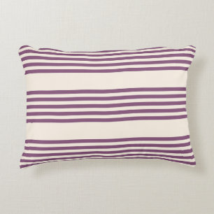Mauve purple and beige five stripes pattern accent pillow