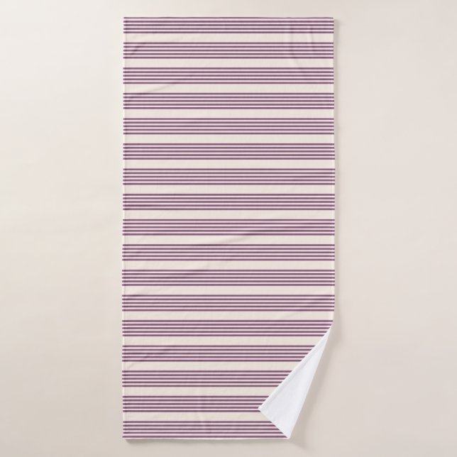 Mauve purple and beige five stripes pattern bath towel (Bath Towel)