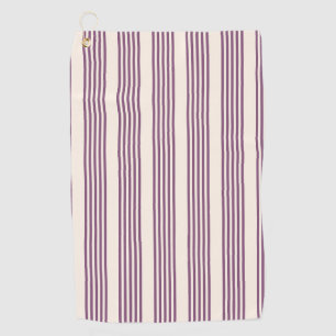 Mauve purple and beige five stripes pattern golf towel