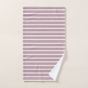 Mauve purple and beige five stripes pattern hand towel