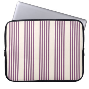 Mauve purple and beige five stripes pattern laptop sleeve