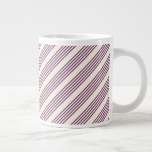 Mauve purple and beige five stripes pattern large coffee mug