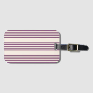Mauve purple and beige five stripes pattern luggage tag