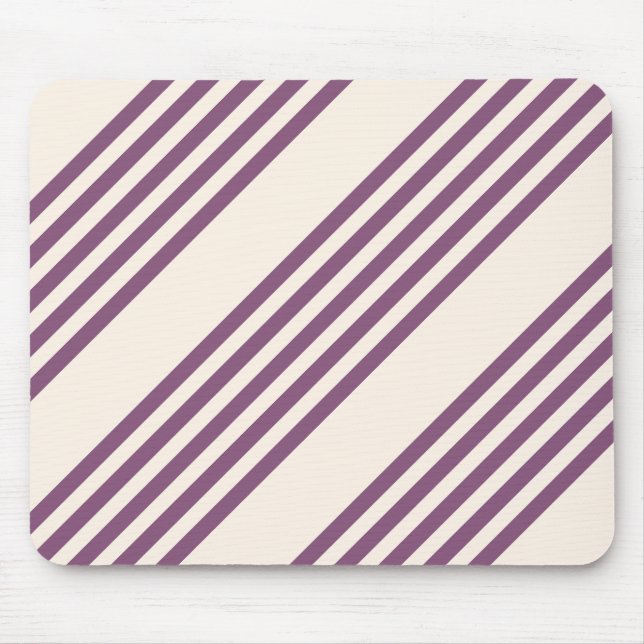 Mauve purple and beige five stripes pattern mouse pad (Front)