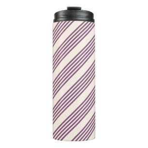 Mauve purple and beige five stripes pattern thermal tumbler