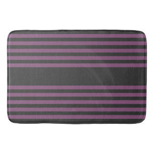 Mauve purple and charcoal five stripes pattern bath mat