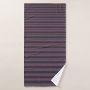 Mauve purple and charcoal five stripes pattern bath towel