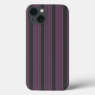 Mauve purple and charcoal five stripes pattern iPhone 13 case