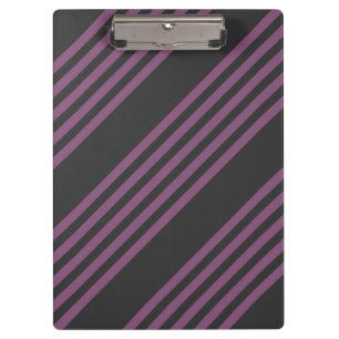 Mauve purple and charcoal five stripes pattern clipboard