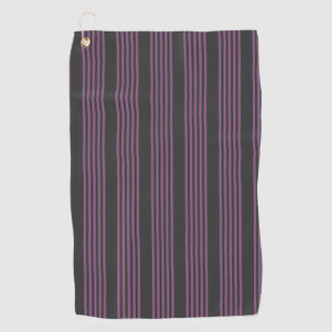 Mauve purple and charcoal five stripes pattern golf towel