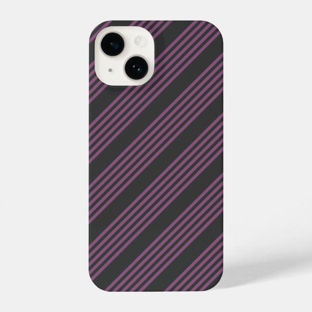 Mauve purple and charcoal five stripes pattern iPhone case (Back)