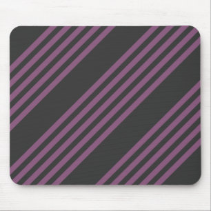 Mauve purple and charcoal five stripes pattern mouse pad