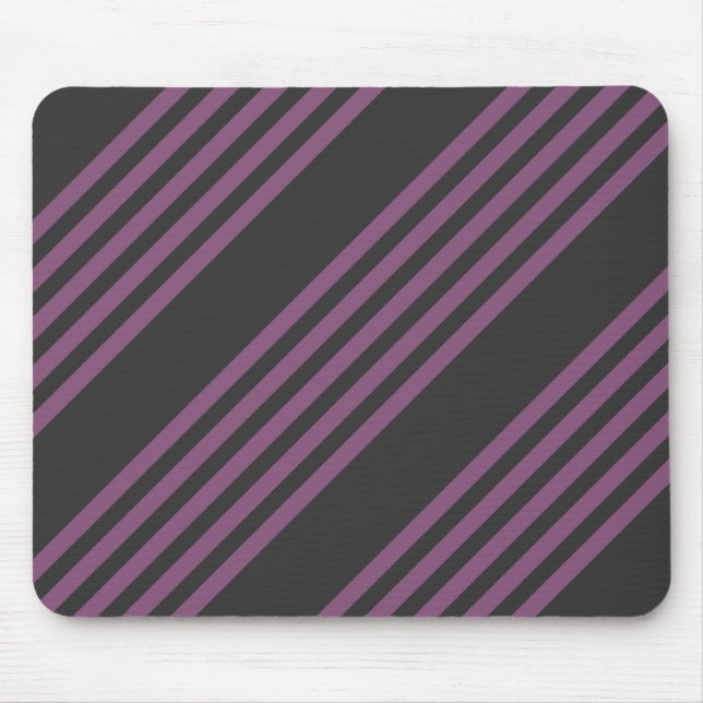 Mauve purple and charcoal five stripes pattern mouse pad (Front)