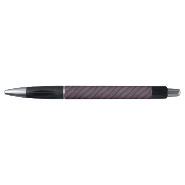 Mauve purple and charcoal five stripes pattern pen (Front)