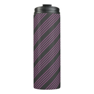 Mauve purple and charcoal five stripes pattern thermal tumbler