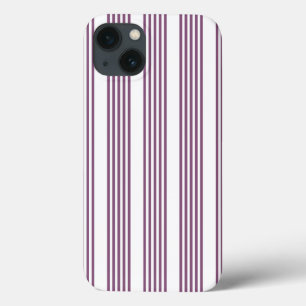 Mauve purple and white five stripes pattern iPhone 13 case