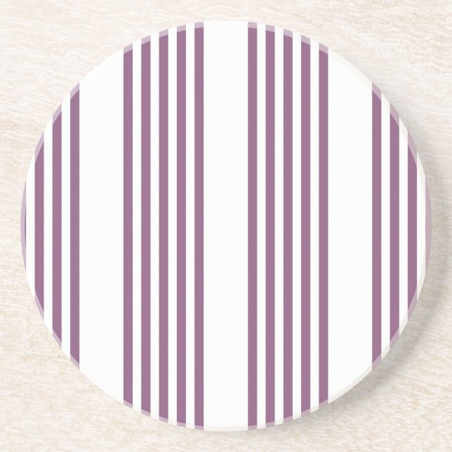 Mauve purple and white five stripes pattern coaster (Front)