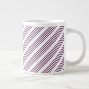 Mauve purple and white five stripes pattern large coffee mug